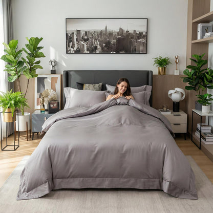 Gray Plush Duvet Cover Set With Simple Chic Bedding