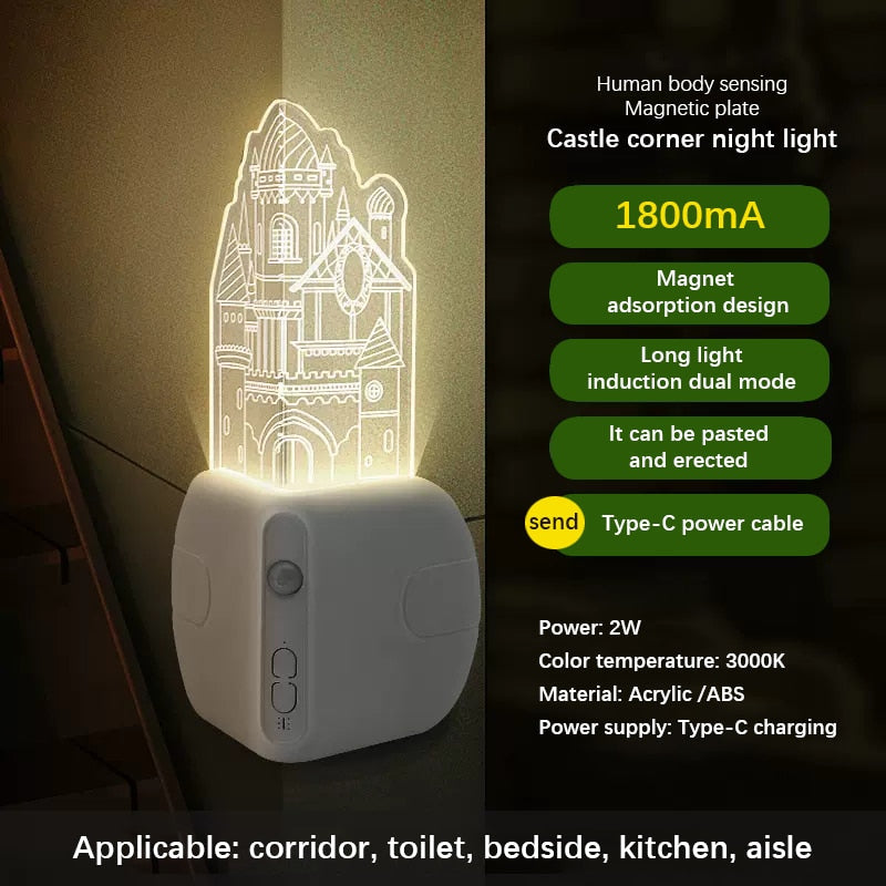 Bright Wireless Corner Lamp with Warm White Glow - Lusomart