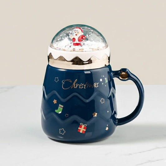 Festive Holiday Mug with Snow Globe Top - Lusomart