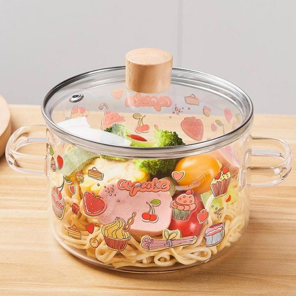 Clear Glass Cookware Soup Pot with Heat Resistant Lid