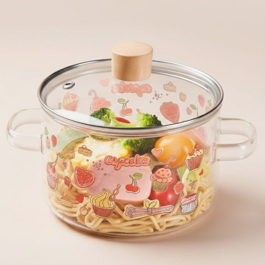 Clear Glass Cookware Soup Pot with Heat Resistant Lid - Lusomart