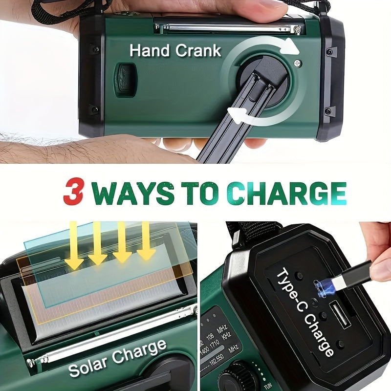 LifeLink Emergency Radio – Solar Panel and Hand Crank Powered, with NOAA Access, Integrated Flashlight, and USB Charger for a Compact Survival Device. 3