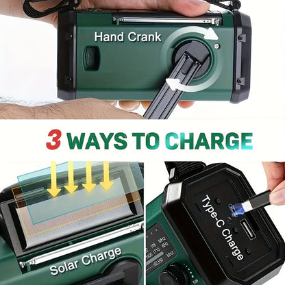LifeLink Emergency Radio – Solar Panel and Hand Crank Powered, with NOAA Access, Integrated Flashlight, and USB Charger for a Compact Survival Device. 3
