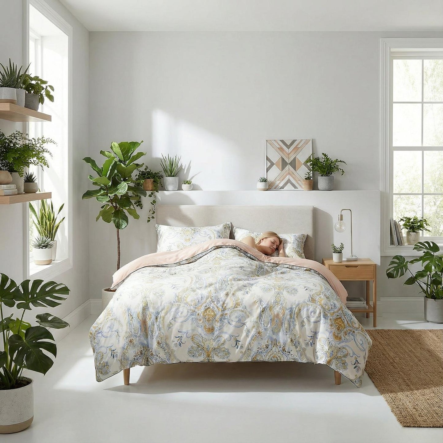 Colorful Bird Pattern Soft Cotton Bedding Set