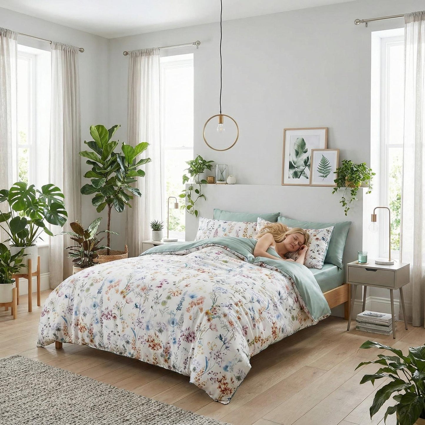 Colorful Bird Pattern Soft Cotton Bedding Set