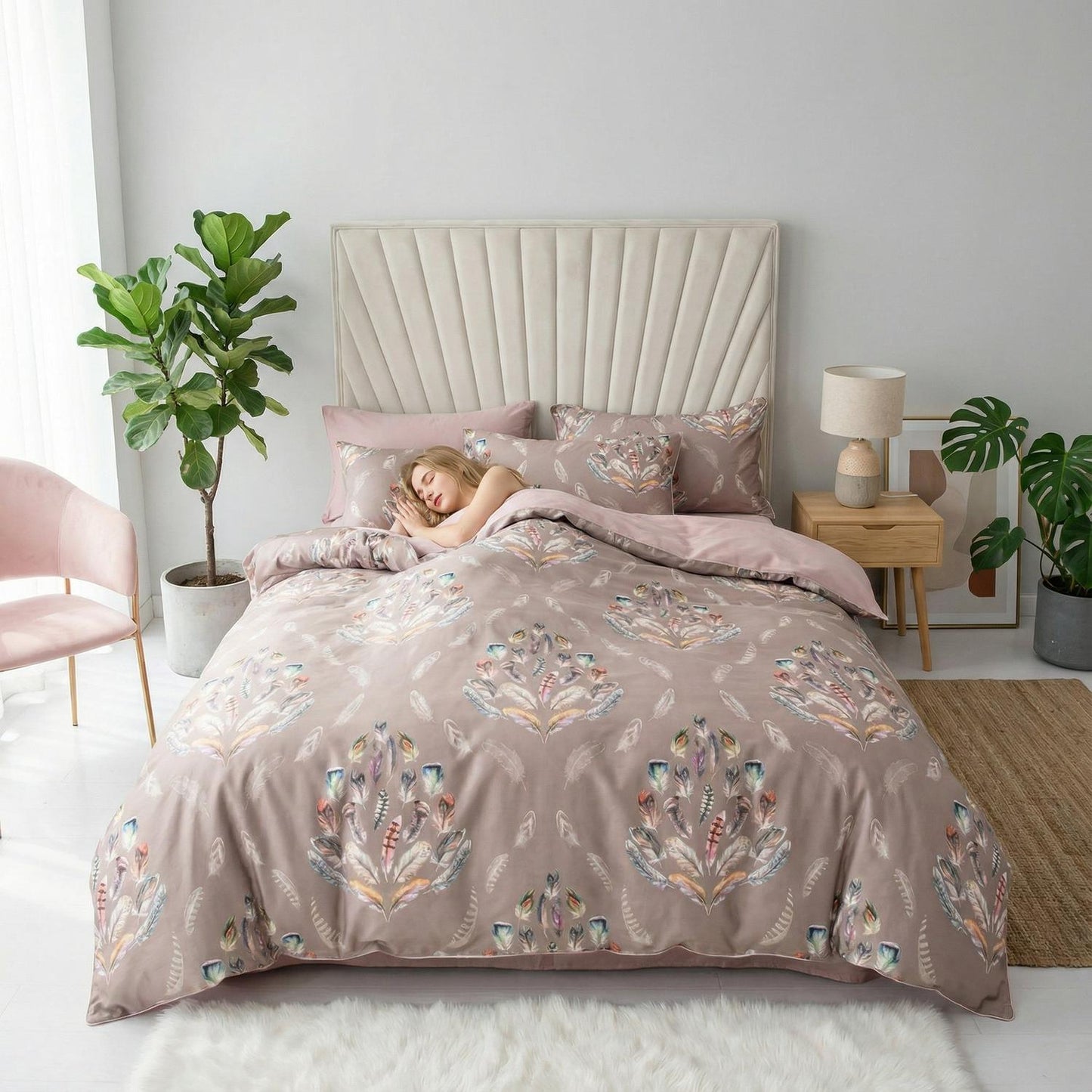 Colorful Bird Pattern Soft Cotton Bedding Set