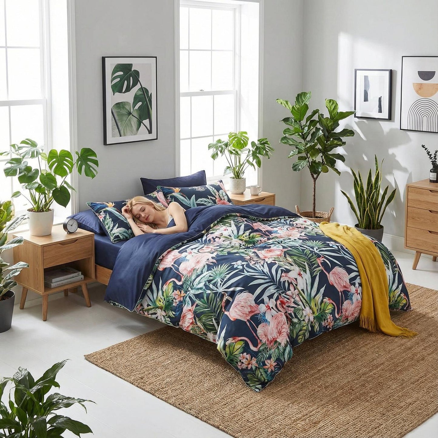 Colorful Bird Pattern Soft Cotton Bedding Set