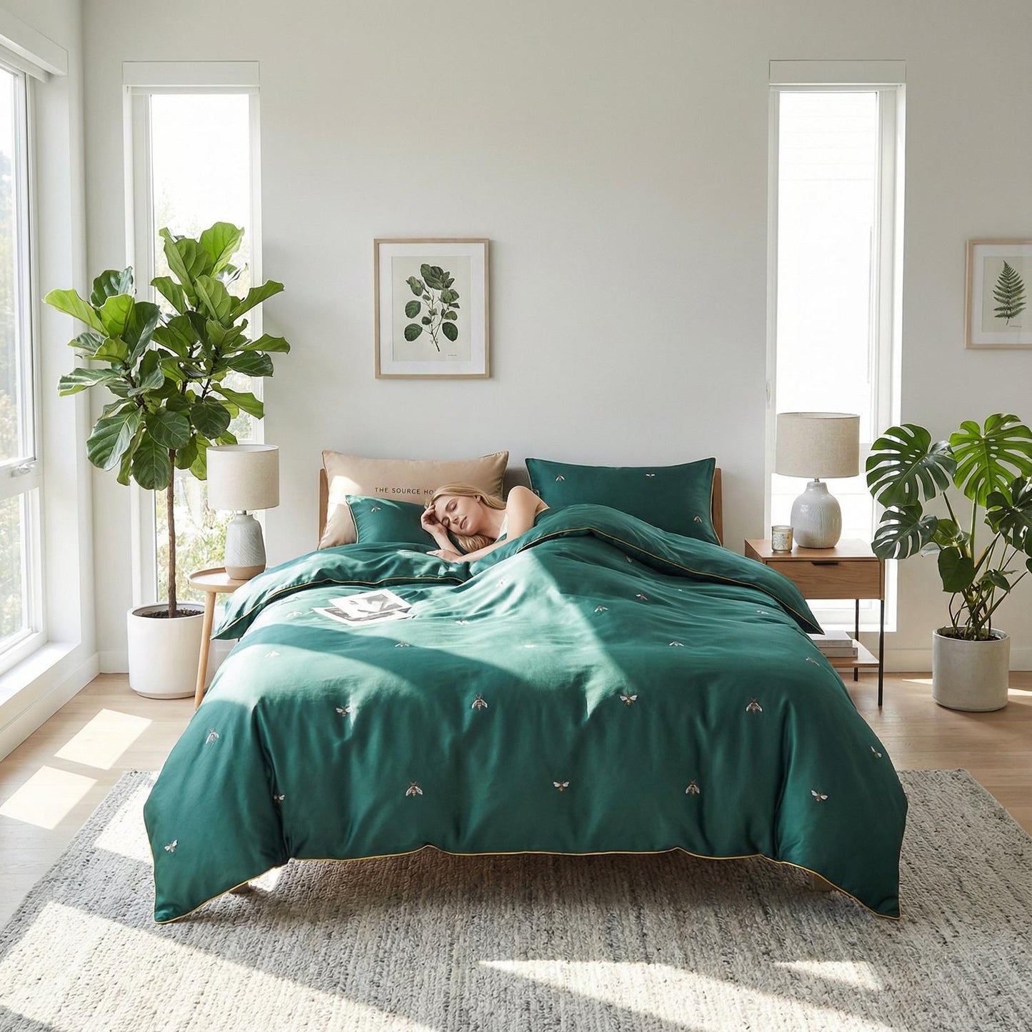 Colorful Bird Pattern Soft Cotton Bedding Set