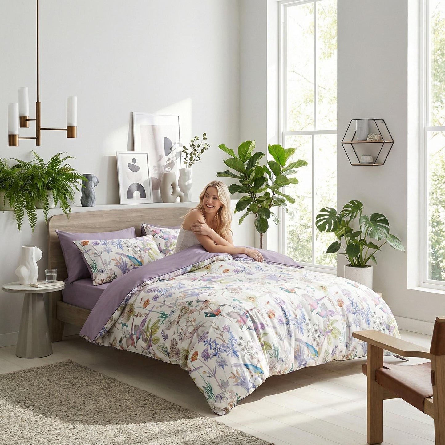 Colorful Bird Pattern Soft Cotton Bedding Set