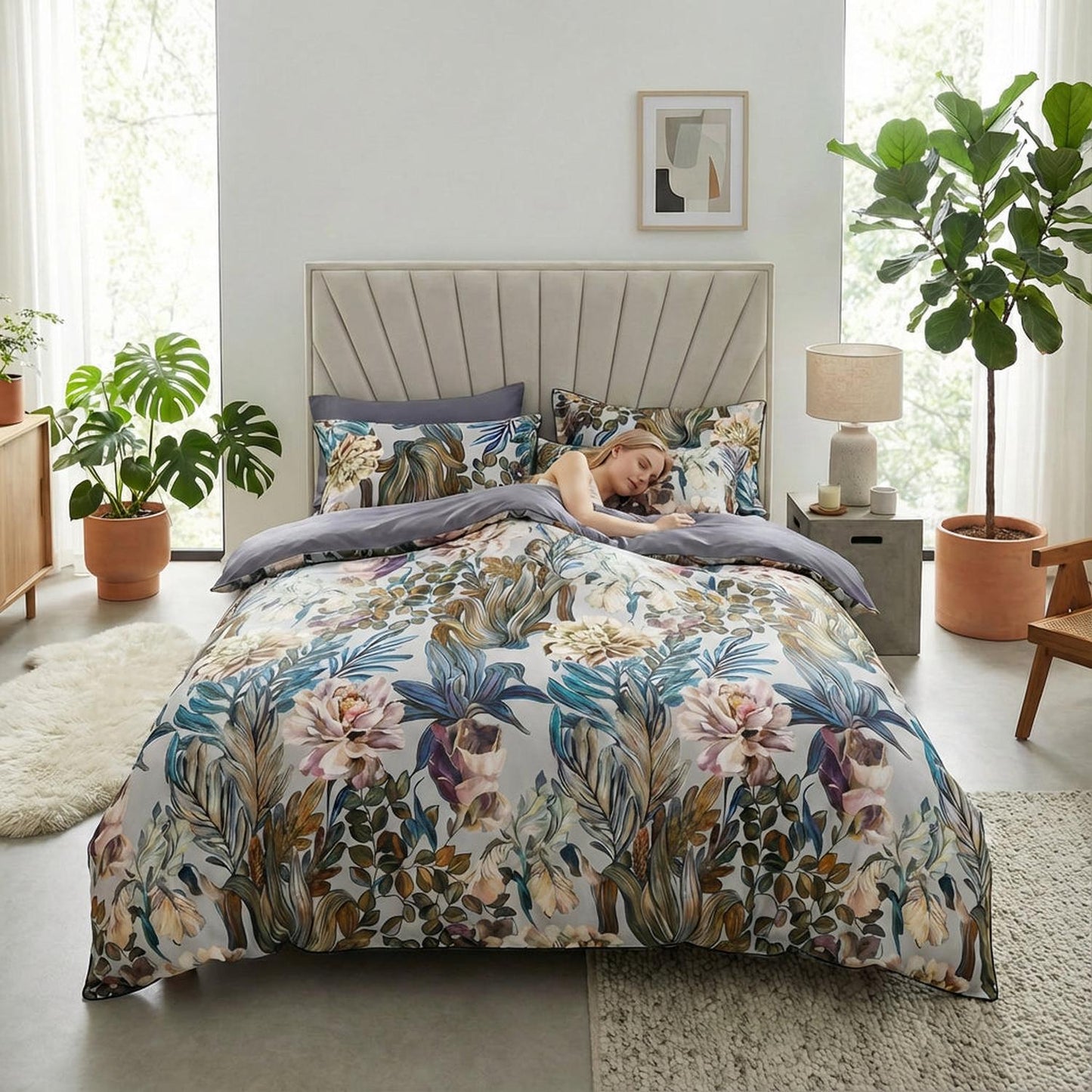 Colorful Bird Pattern Soft Cotton Bedding Set