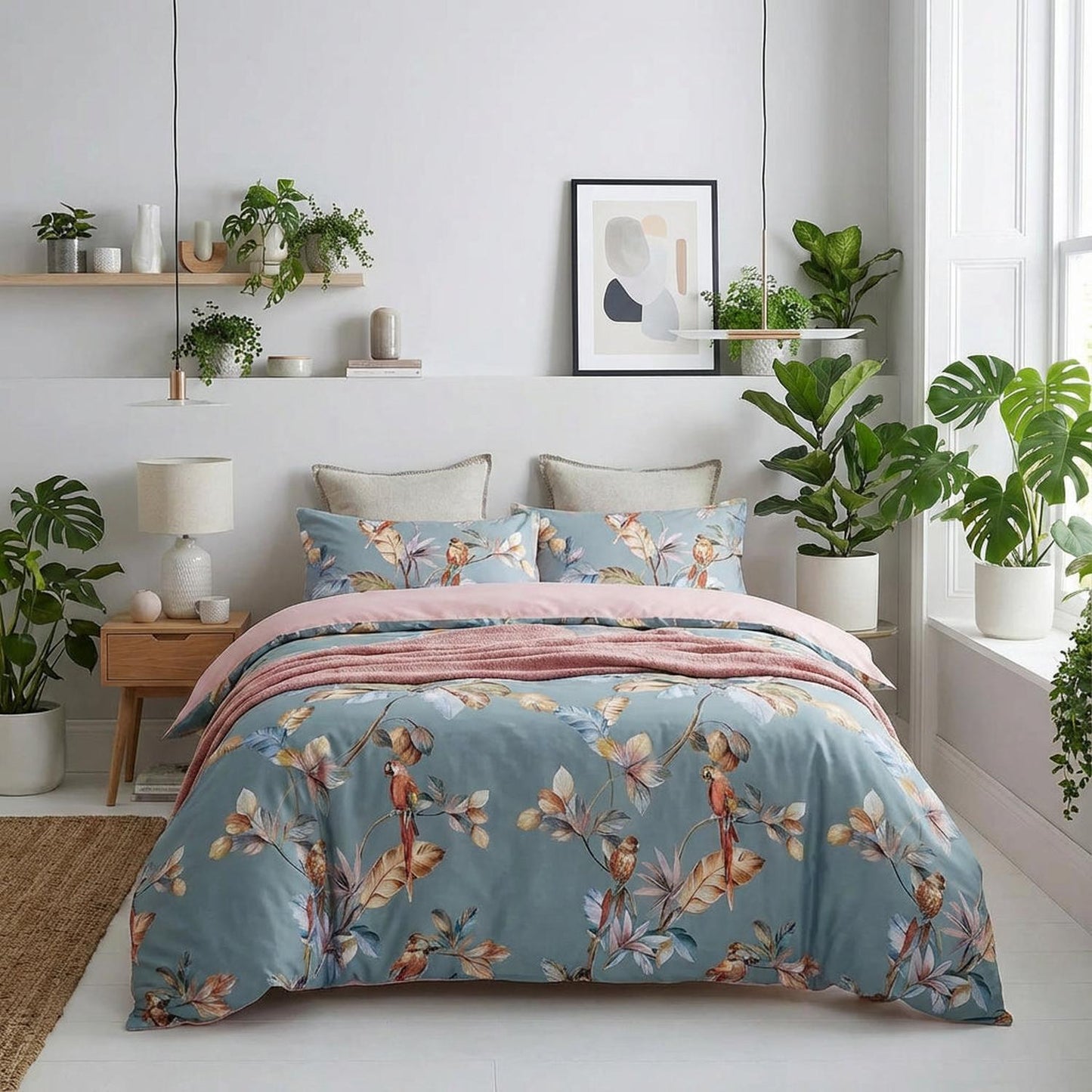 Colorful Bird Pattern Soft Cotton Bedding Set