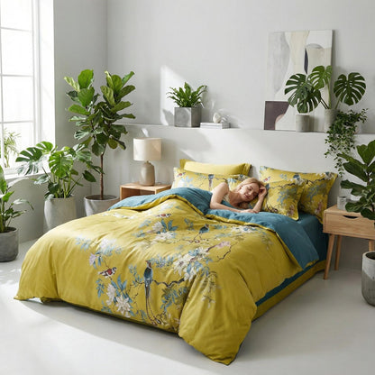 Colorful Bird Pattern Soft Cotton Bedding Set - Lusomart