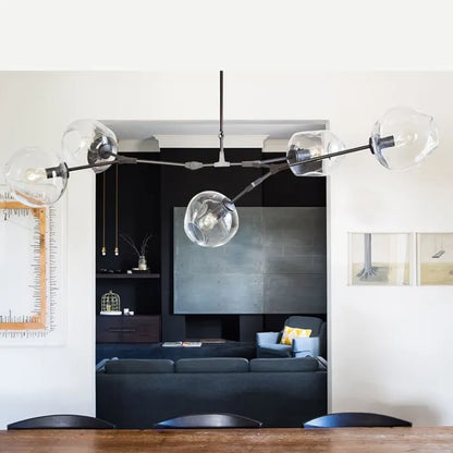 Sleek Glass Pendant Light With Modern Branching Arms