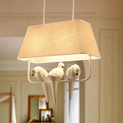 Natural Linen Bird Cage Pendant Light