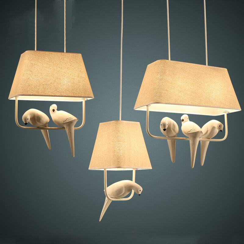 Natural Linen Bird Cage Pendant Light - Lusomart