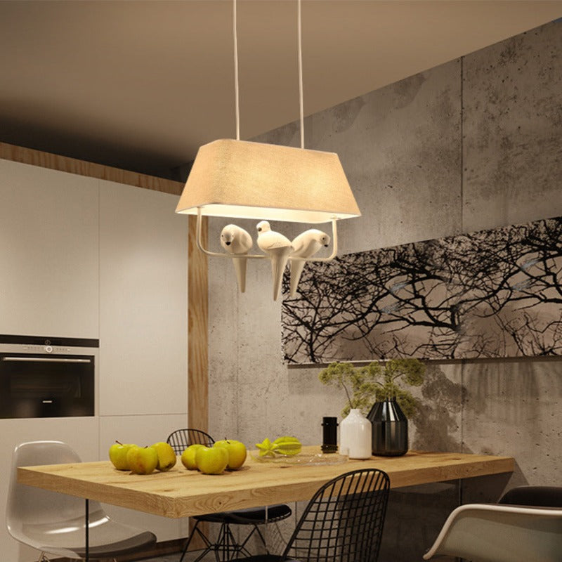 Natural Linen Bird Cage Pendant Light