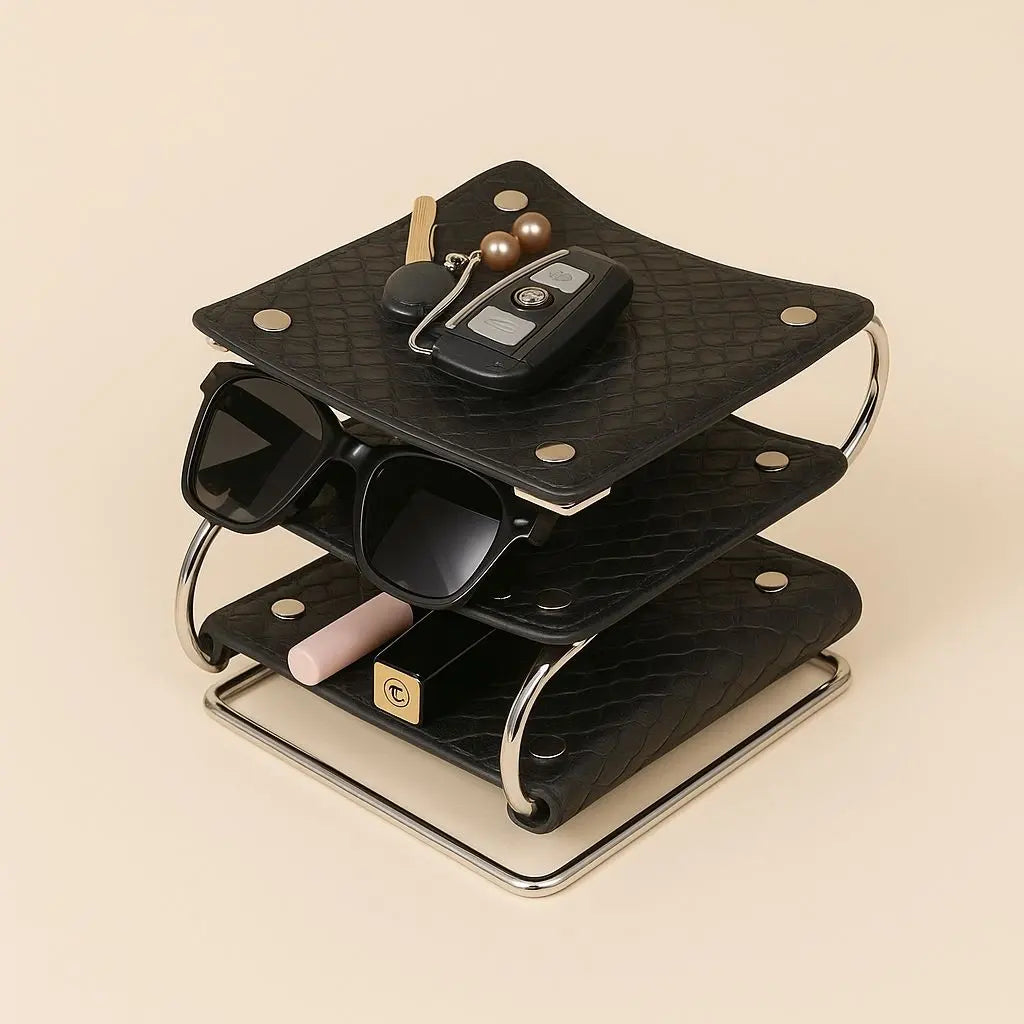 Premium Tiered Leather Storage Organizer - Lusomart