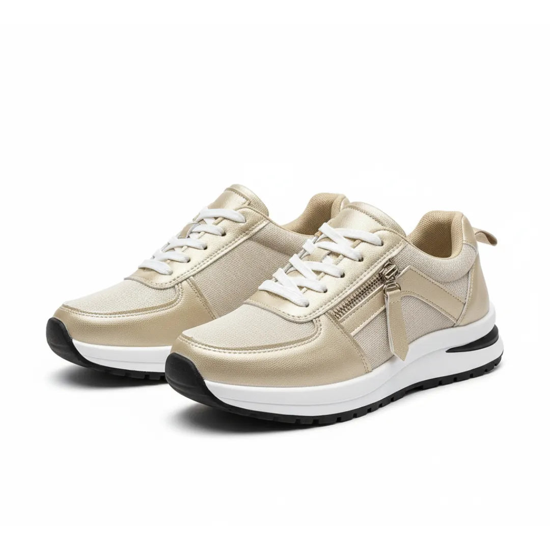 Fashionable White Women's Sneakers - Lusomart