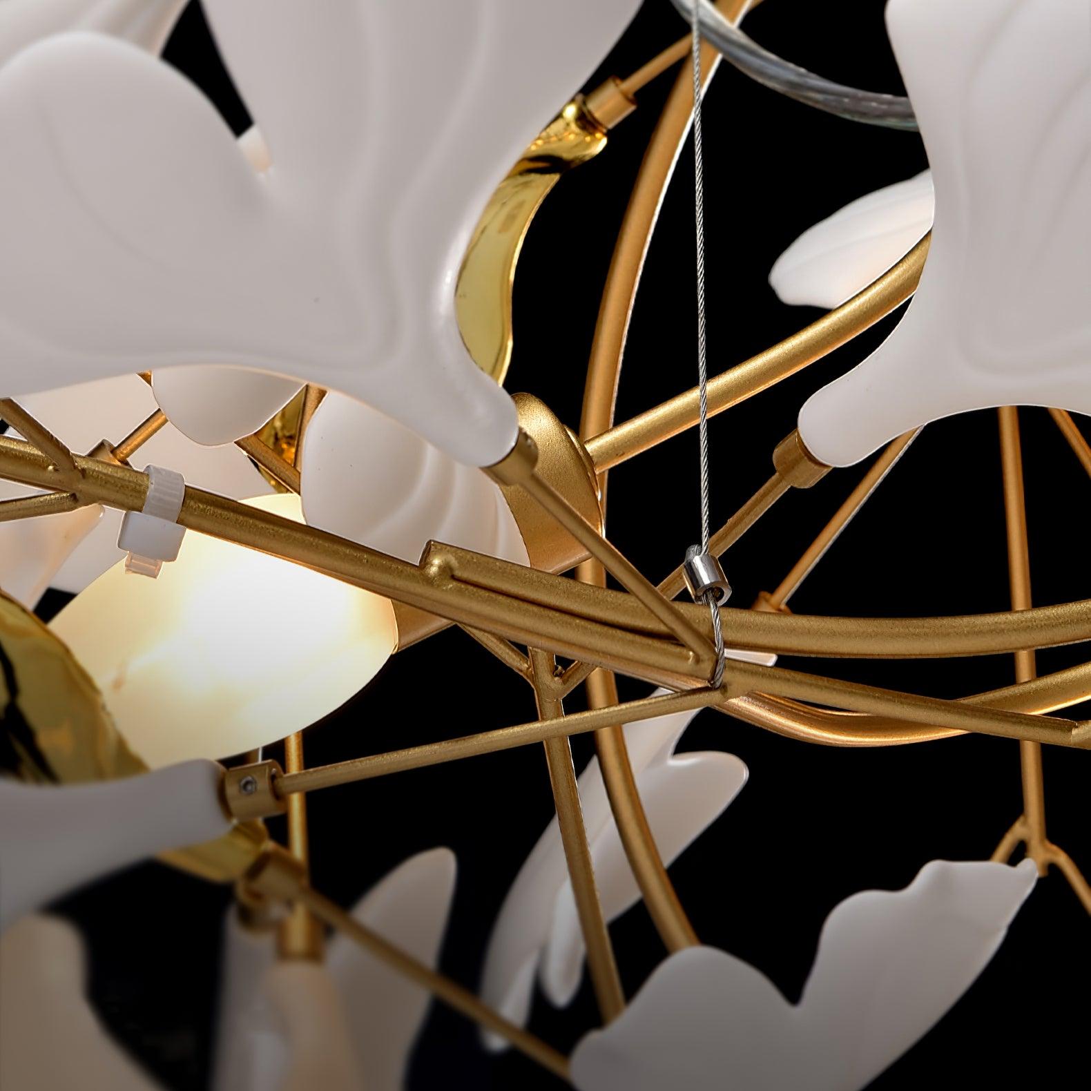 Lixora | Ginkgo Leaf Chandelier with Contemporary Glass Design 7