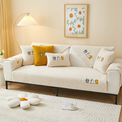 Plush Pet Friendly Slip Resistant Sofa Throw Cover