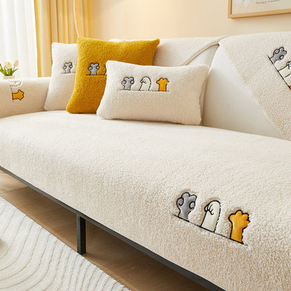 Plush Pet Friendly Slip Resistant Sofa Throw Cover - Lusomart