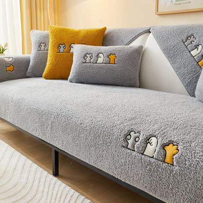 Plush Pet Friendly Slip Resistant Sofa Throw Cover
