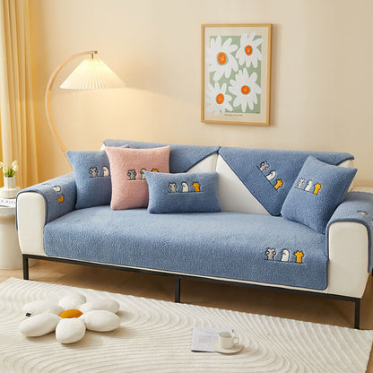 Plush Pet Friendly Slip Resistant Sofa Throw Cover