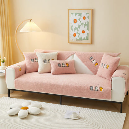 Plush Pet Friendly Slip Resistant Sofa Throw Cover