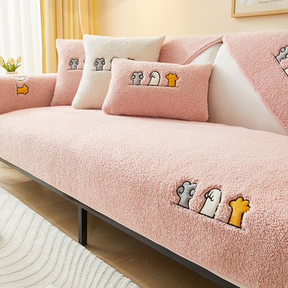 Plush Pet Friendly Slip Resistant Sofa Throw Cover