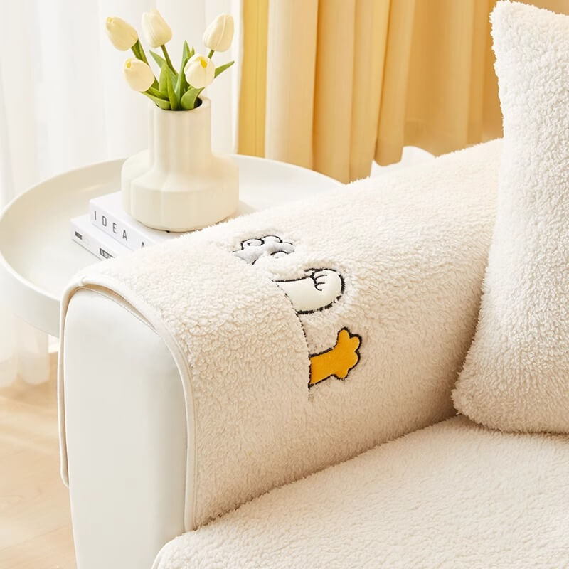 Plush Pet Friendly Slip Resistant Sofa Throw Cover