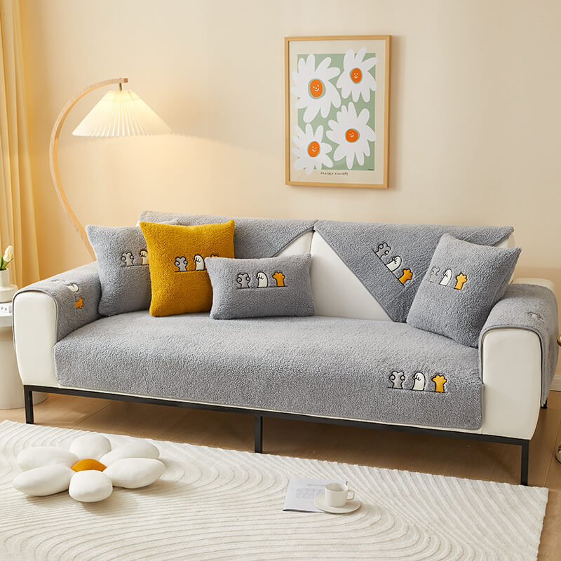 Plush Pet Friendly Slip Resistant Sofa Throw Cover