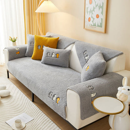 Plush Pet Friendly Slip Resistant Sofa Throw Cover