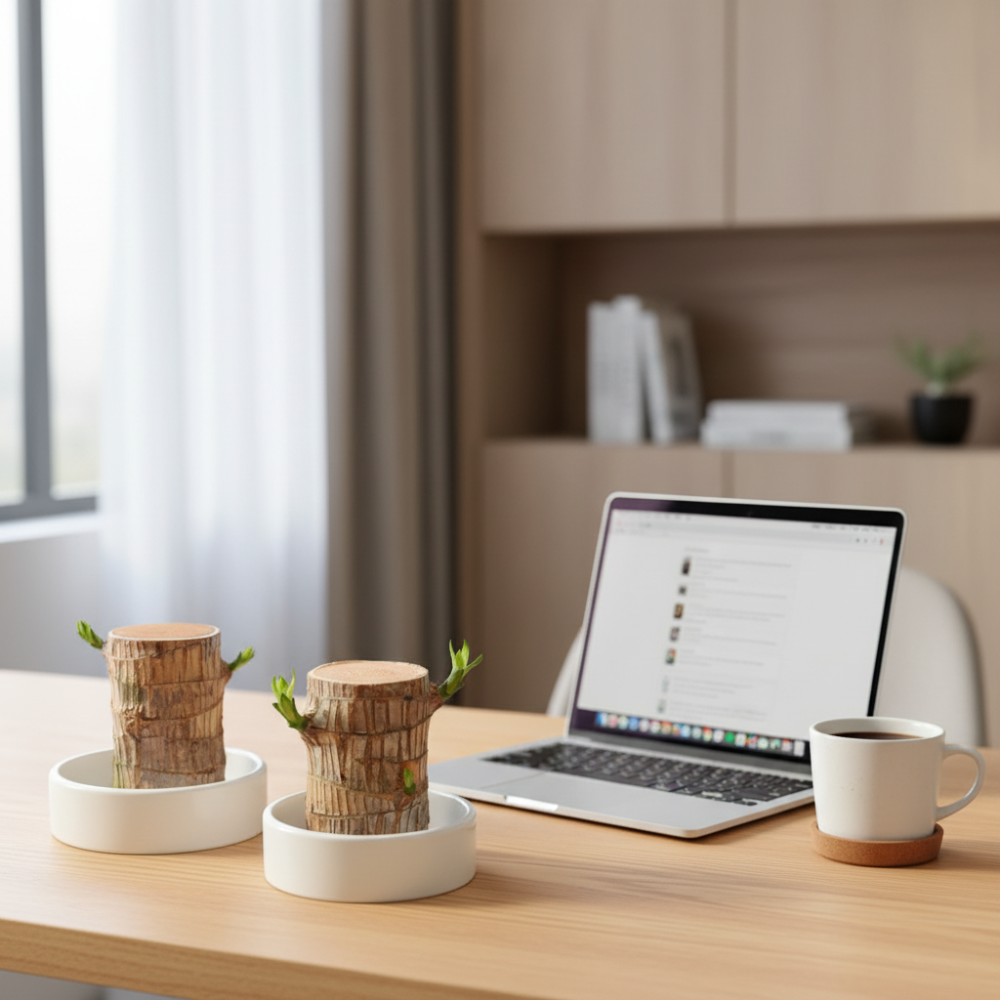 Natural Bamboo Plant in Ceramic Planter Air Freshener