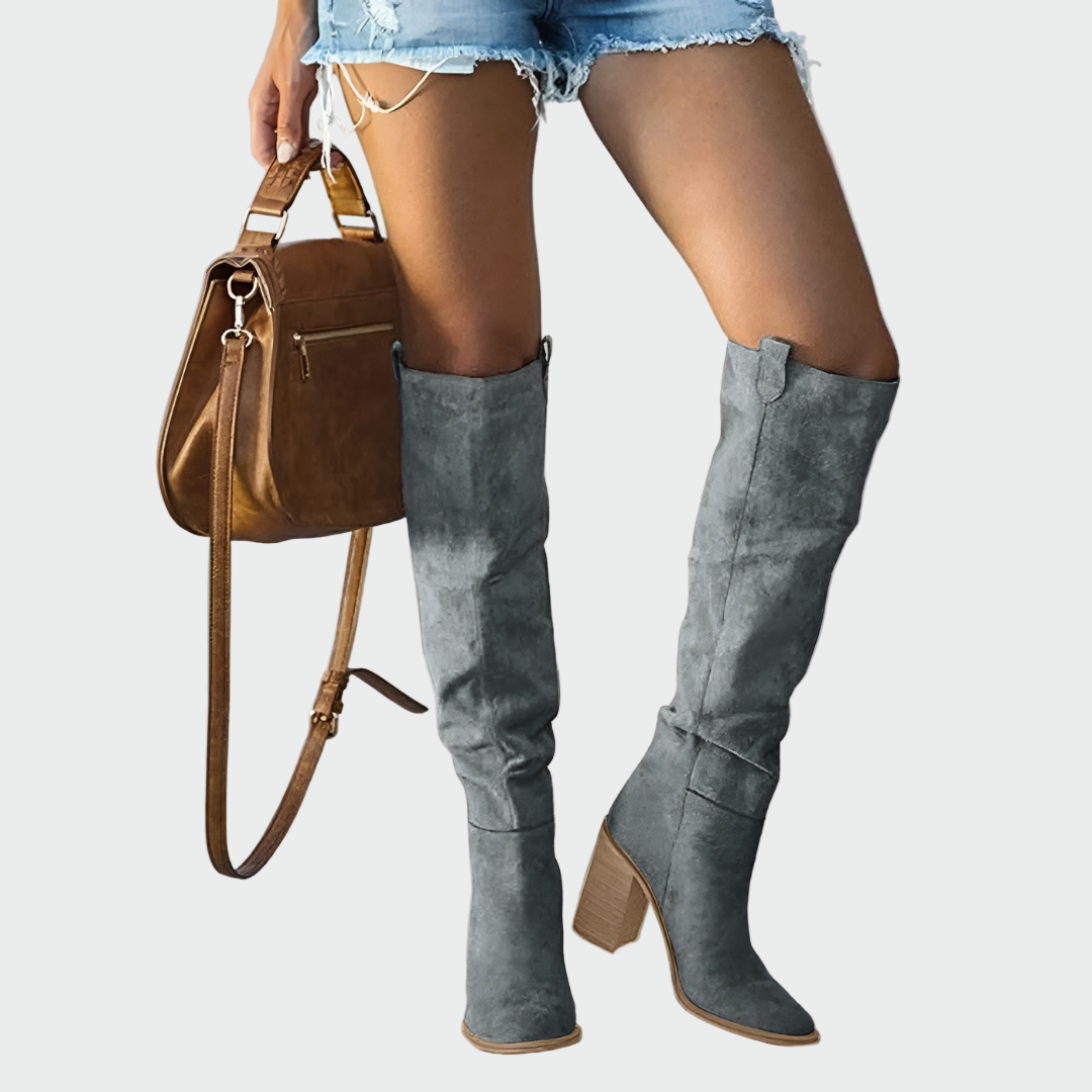 Luisa | Women's Orthopedic Boots in Brown Suede with Stable Heel – Elegant Western Style for Comfort and Sophistication 2