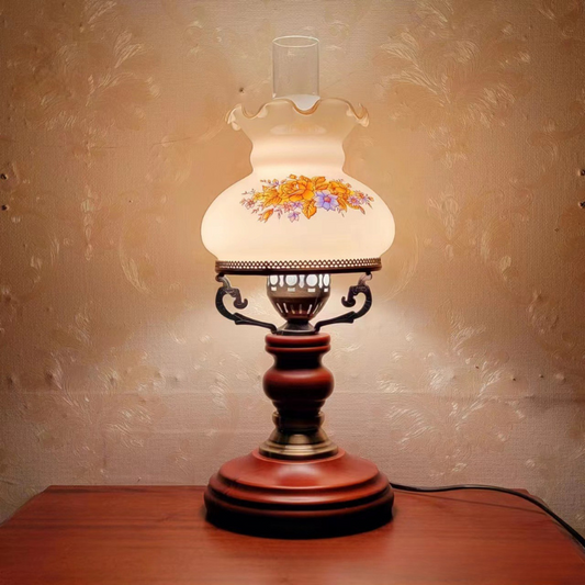 Traditional Urn Table Lamp with Rich Walnut Finish - Lusomart