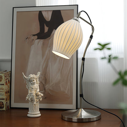 Contemporary Curved Ceramic Desk Lamp with Warm Soft Light - Lusomart