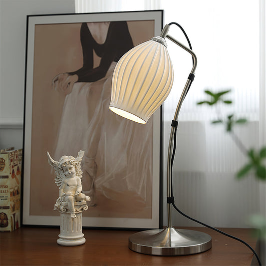 Contemporary Curved Ceramic Desk Lamp with Warm Soft Light - Lusomart
