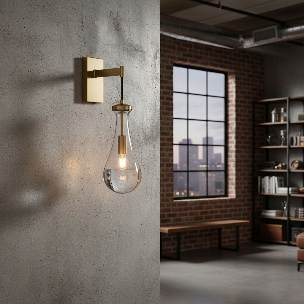 Lumenara | Elegant Modern Brass Wall Sconce Lighting with Glass Drop 3