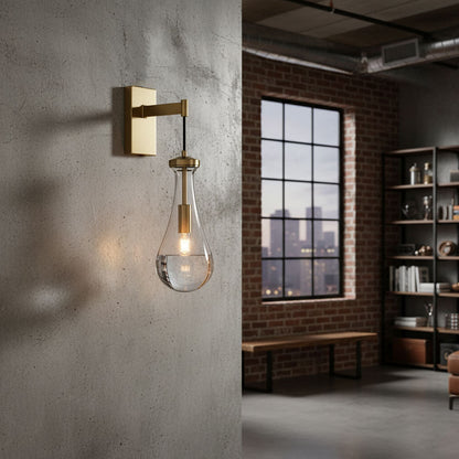 Lumenara | Elegant Modern Brass Wall Sconce Lighting with Glass Drop 3