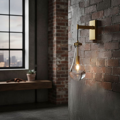 Lumenara | Elegant Modern Brass Wall Sconce Lighting with Glass Drop 6