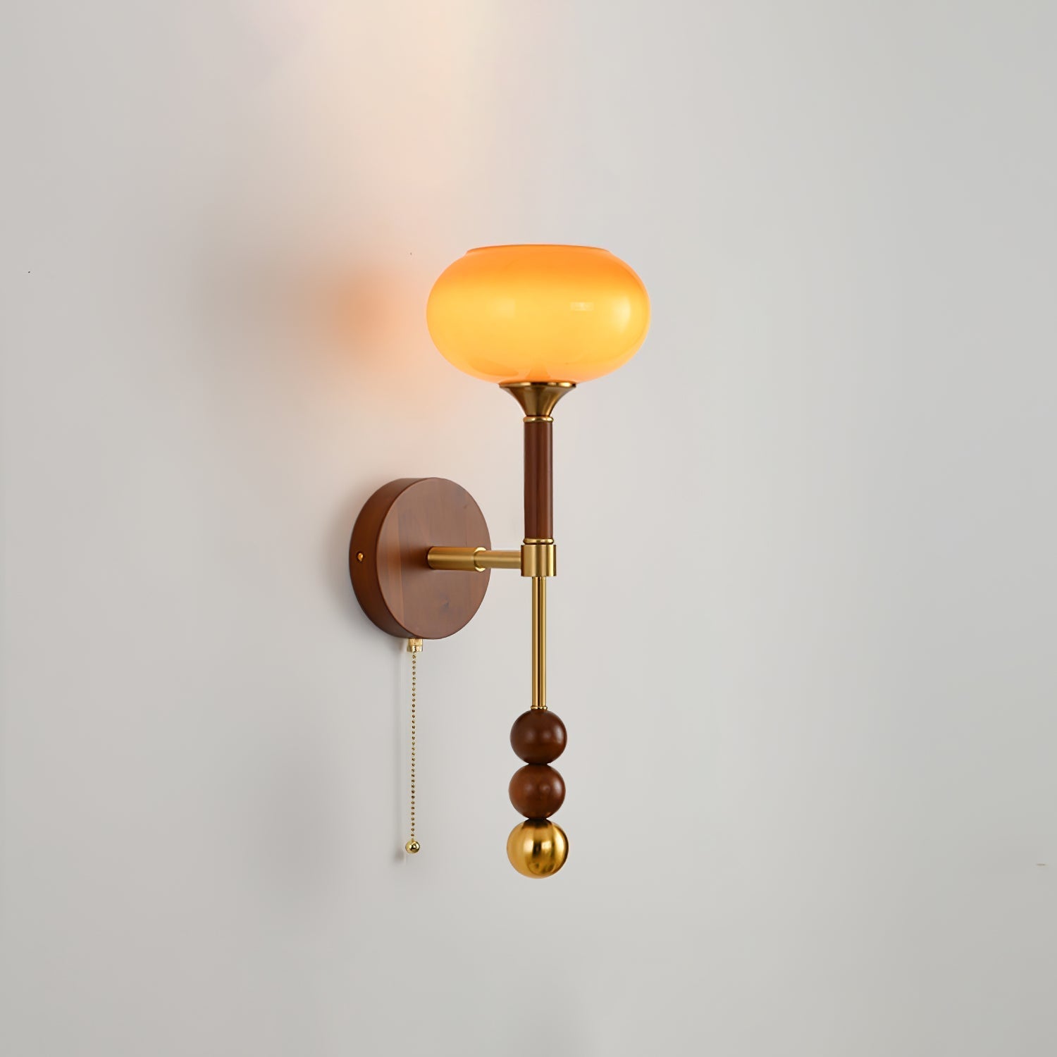Classic Wooden Brass Wall Light Sconce Fixture - Lusomart