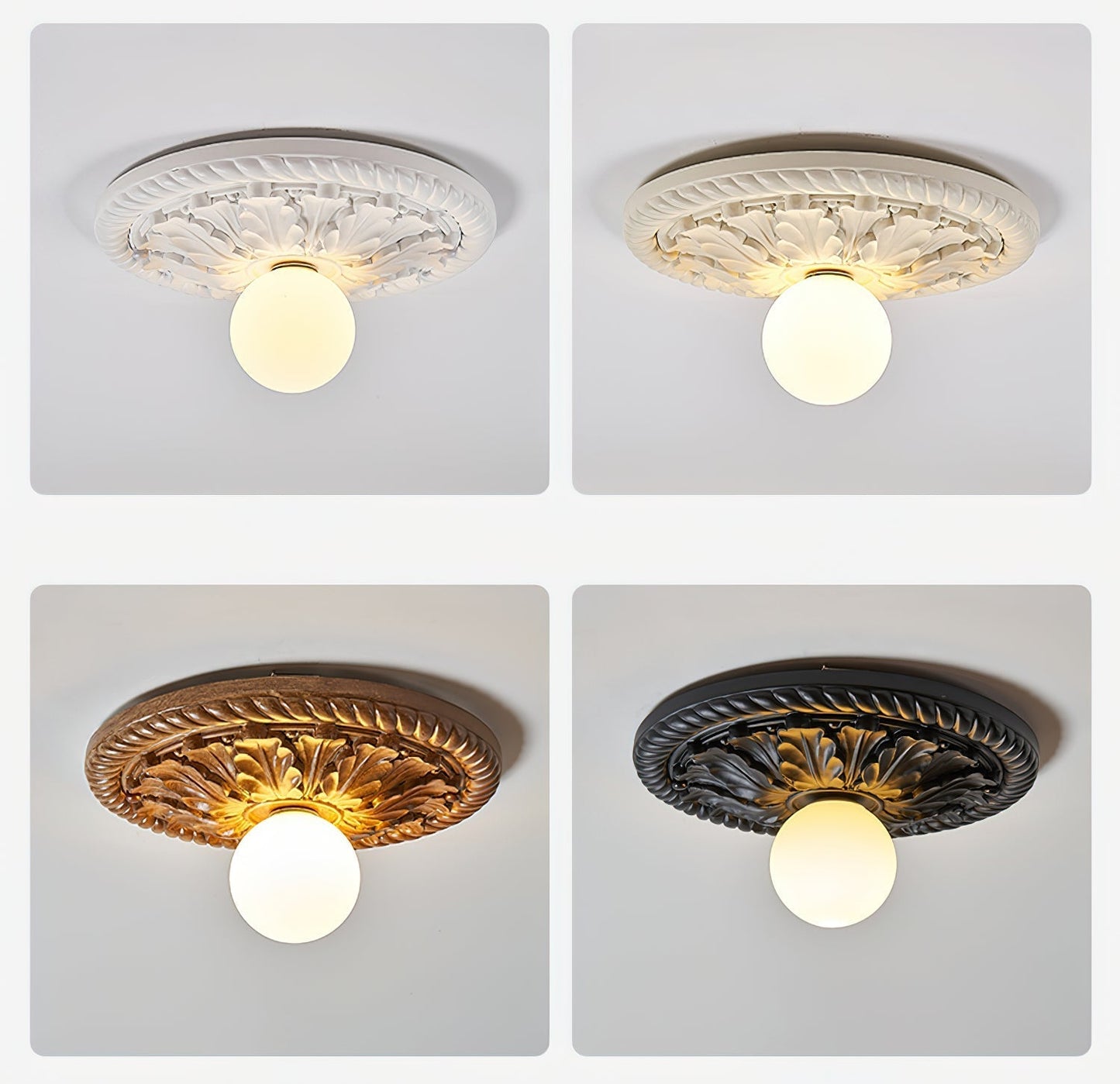 LumièreBlanc | Elegant Cream Relief Ceiling and Wall Lamp 4