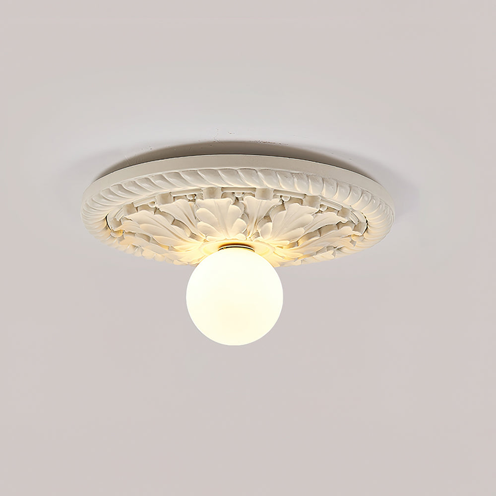 LumièreBlanc | Elegant Cream Relief Ceiling and Wall Lamp 5