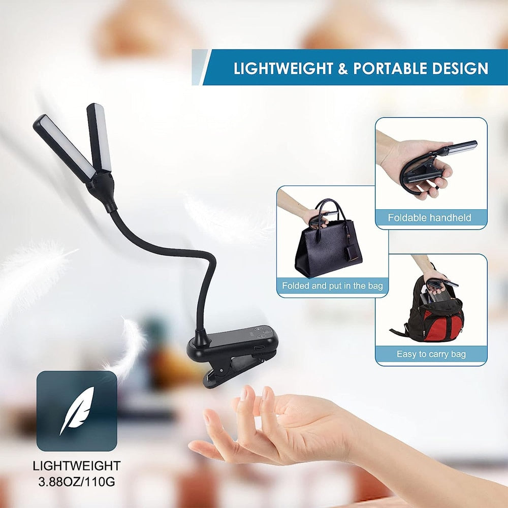 LuminaraGlow | Versatile Rechargeable Clip-On Book Reading Light with 3 Colors 6