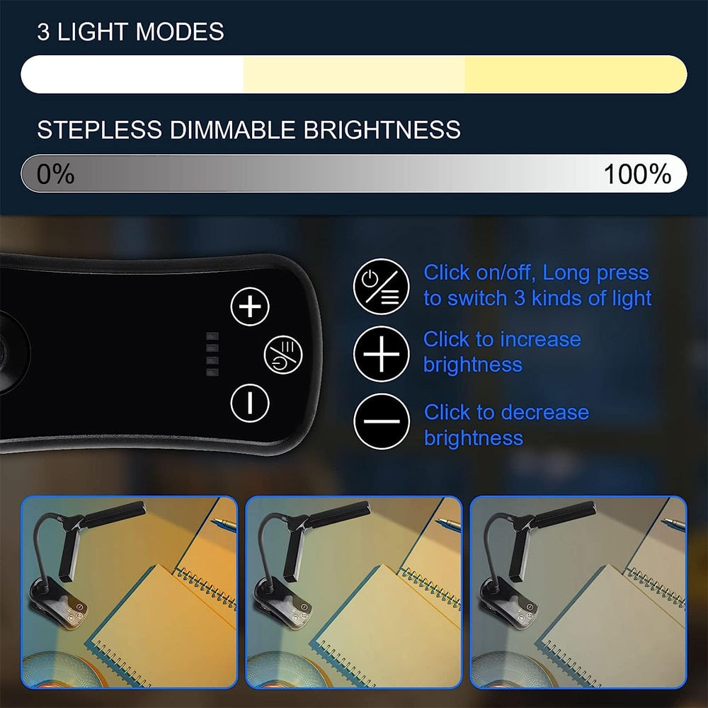 LuminaraGlow | Versatile Rechargeable Clip-On Book Reading Light with 3 Colors 7