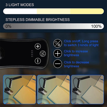 LuminaraGlow | Versatile Rechargeable Clip-On Book Reading Light with 3 Colors 7