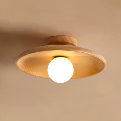 LuminaraWood | Elegant Natural Wooden Flush Mount Ceiling Light Fixture 7