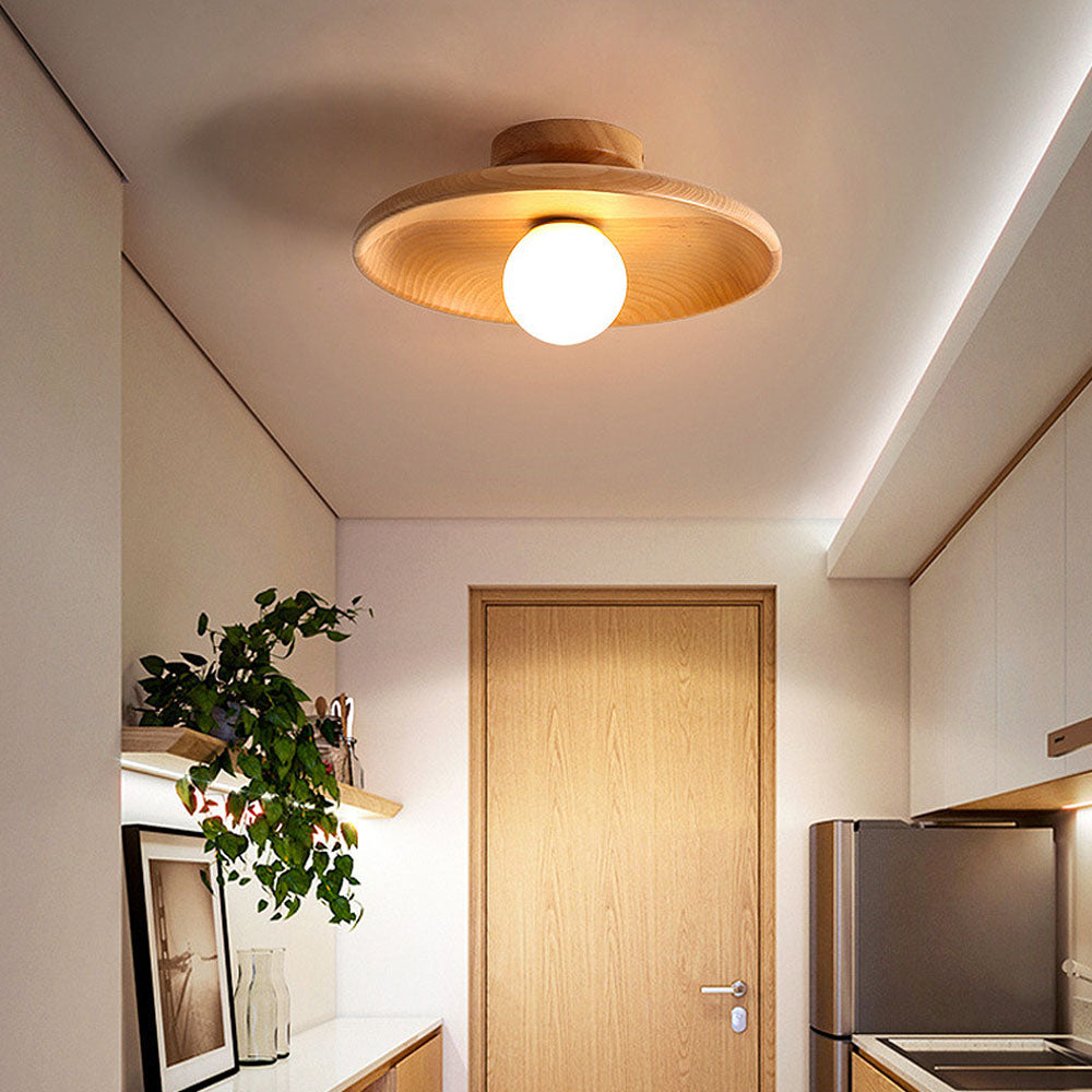 LuminaraWood | Elegant Natural Wooden Flush Mount Ceiling Light Fixture 8