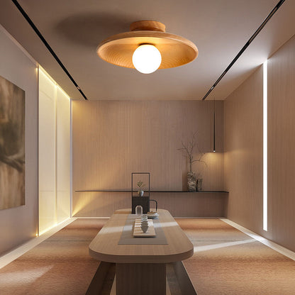 LuminaraWood | Elegant Natural Wooden Flush Mount Ceiling Light Fixture 9