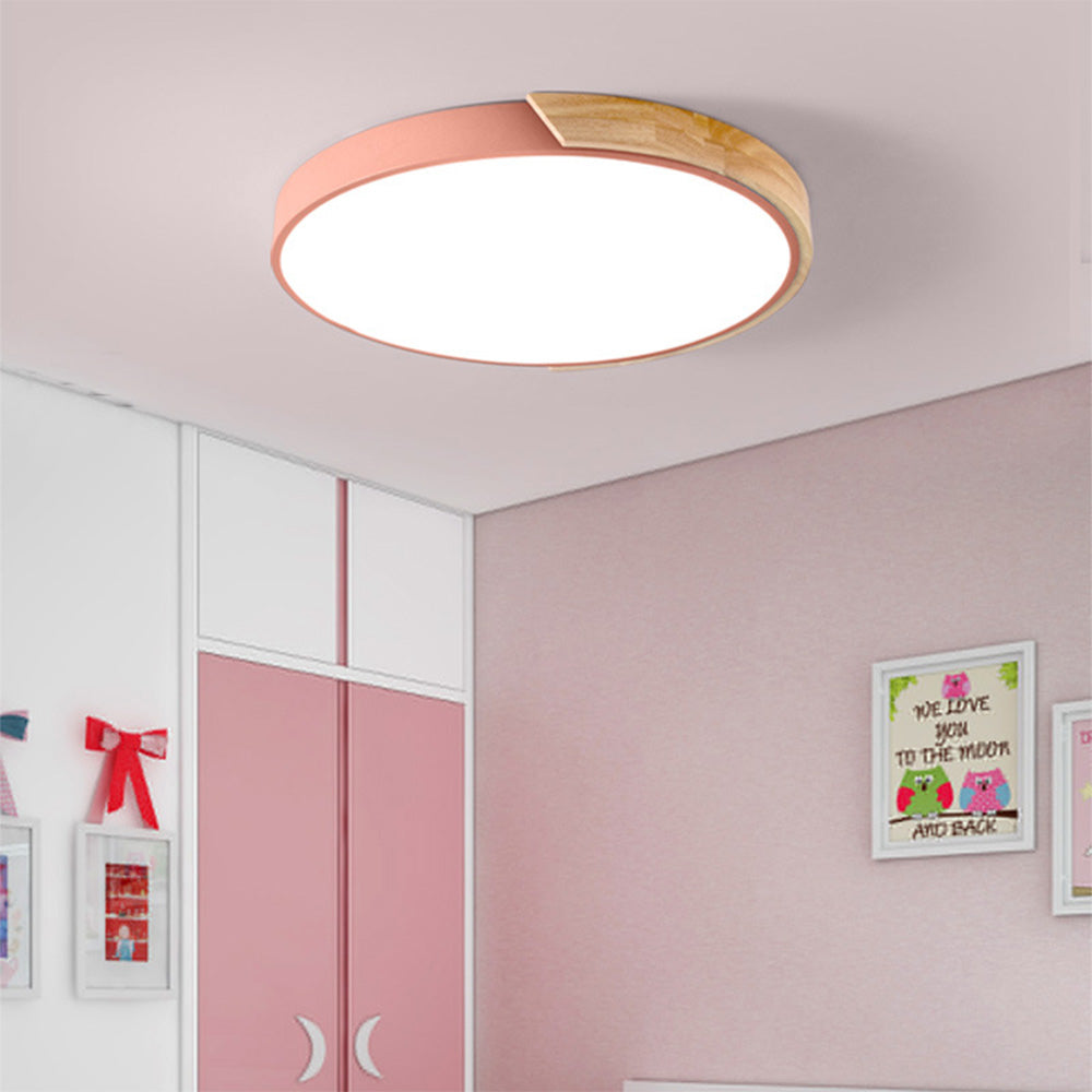 LuminaraWood | Modern Elegant Round LED Ceiling Light Fixture with Accent 11